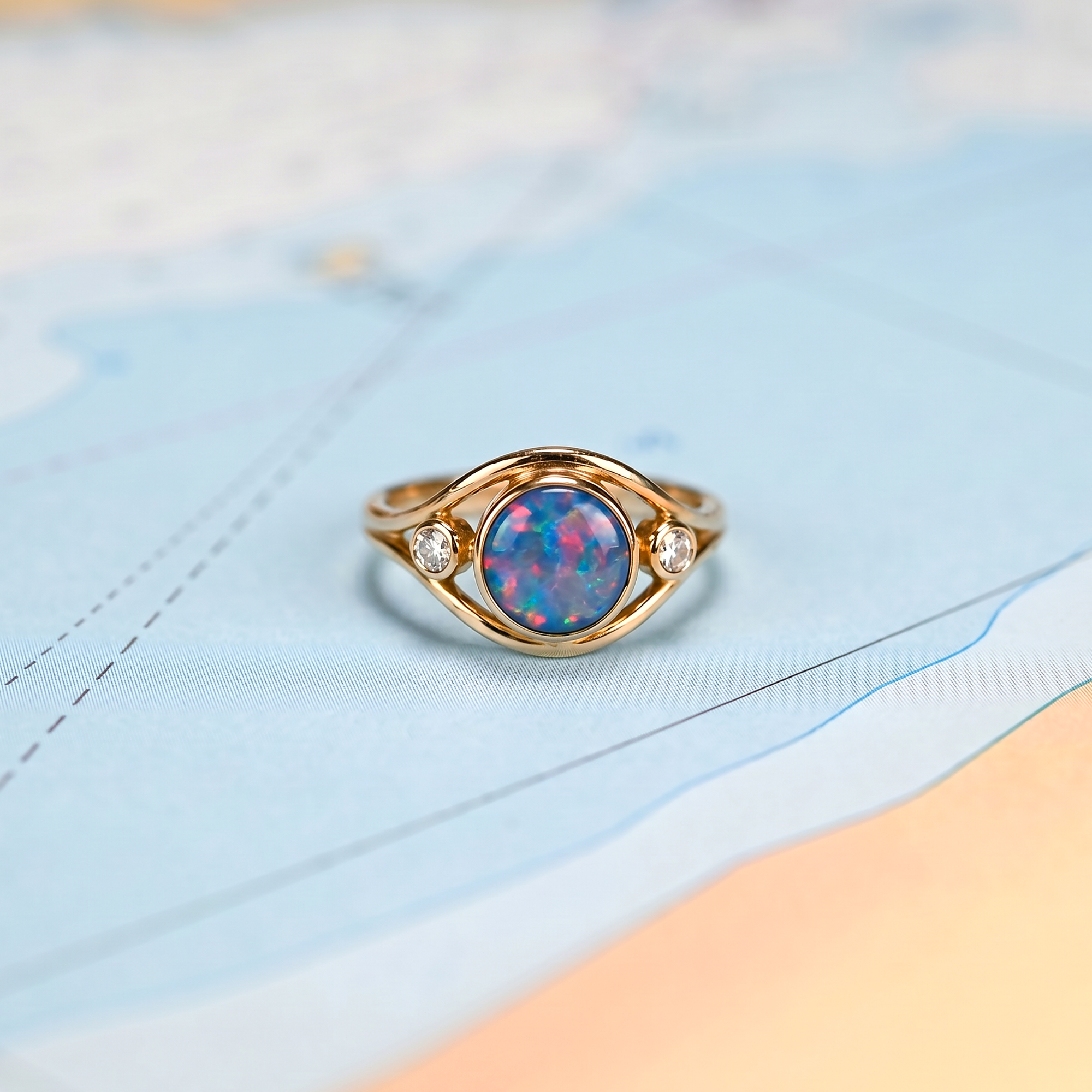 14KY OPAL DLBT 1.23CT W/0.10 CTW DIA RING