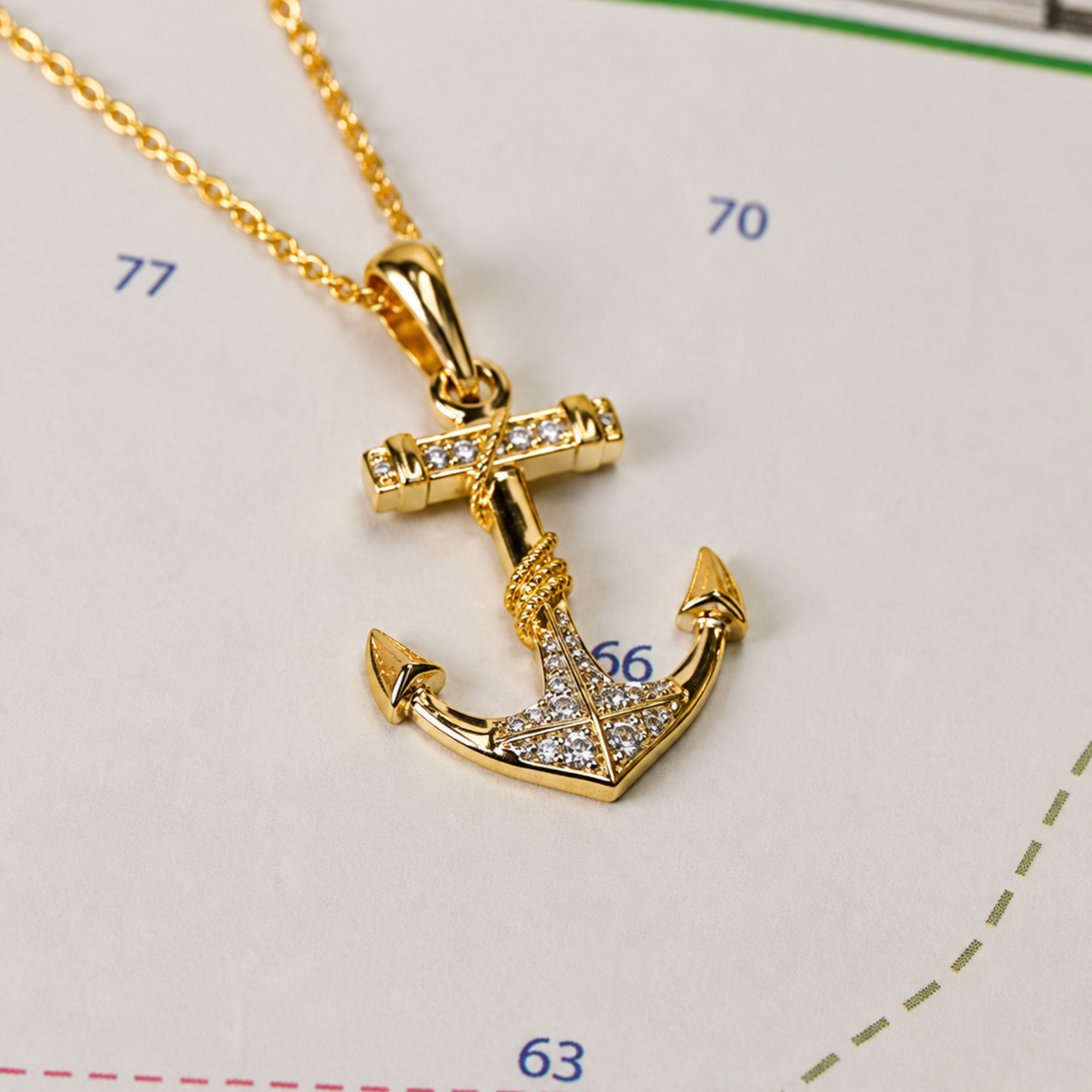 14kyg Lab Diamond Anchor Necklace #1
