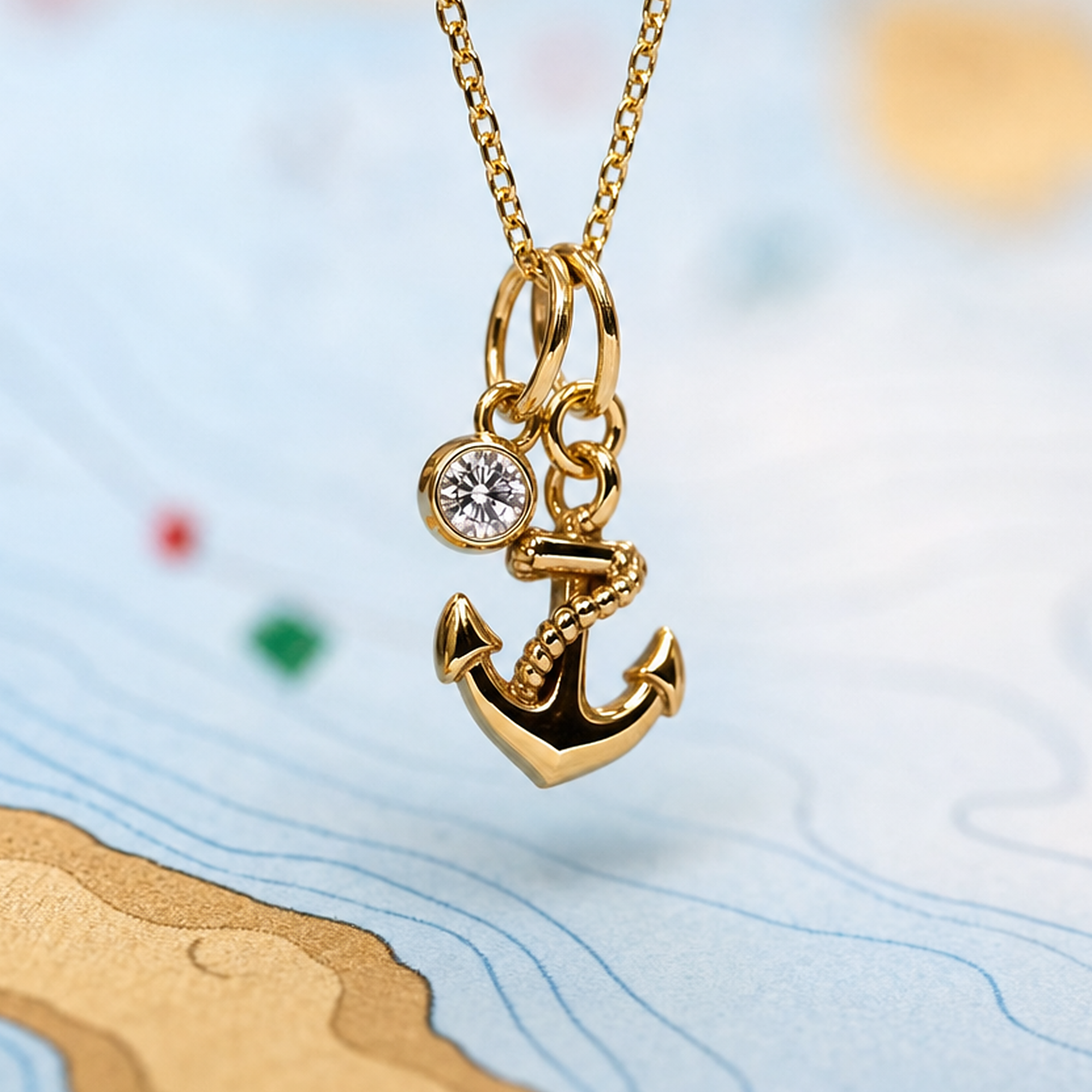 14kyg Lab Diamond Anchor Necklace #2