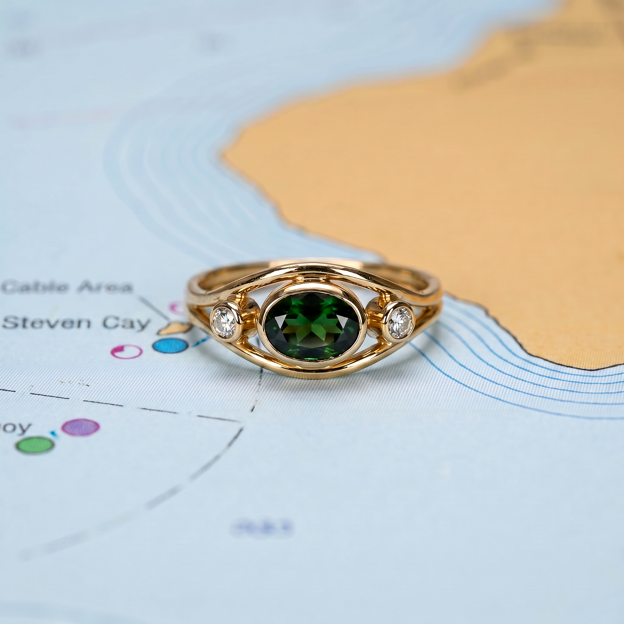14KY CHROME TOURMALINE 1.27CT DIA RING