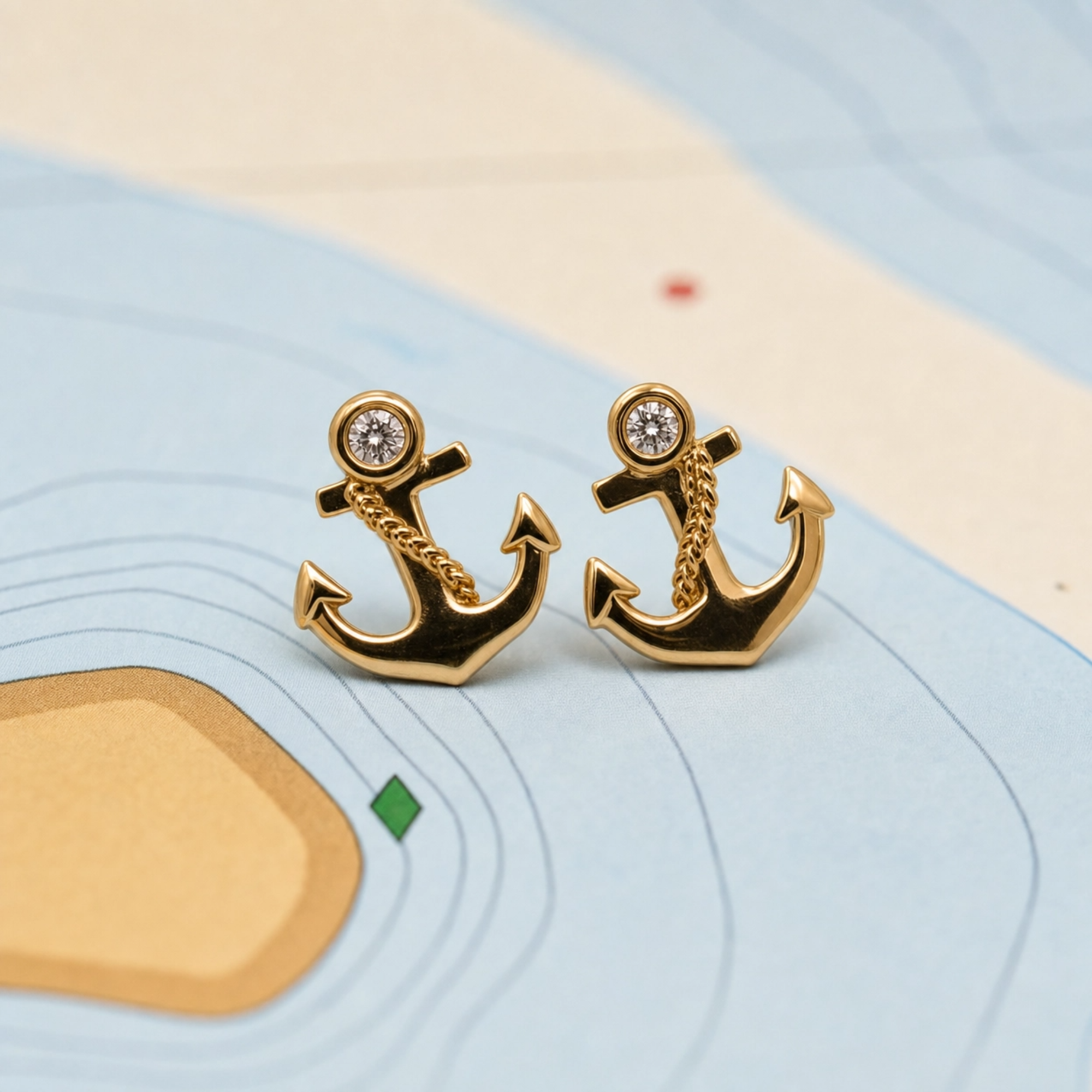 14kyg Lab Diamond Anchor Stud Earrings