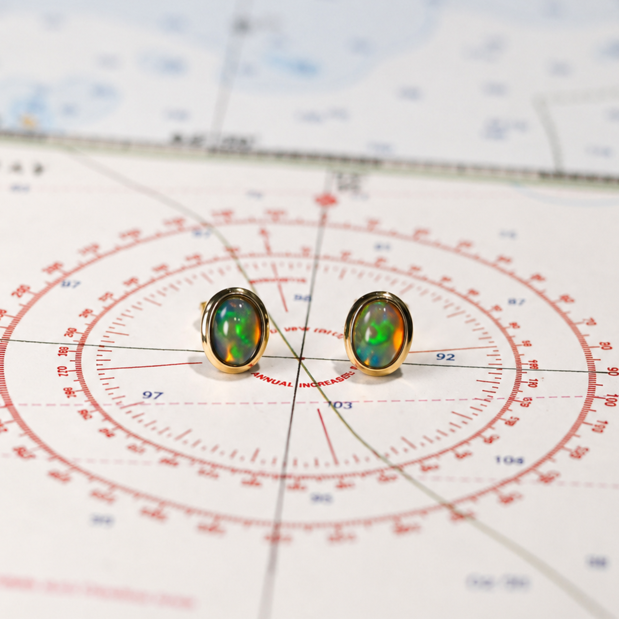 Ethiopian Opal Stud Earrings in 14K Yellow Gold