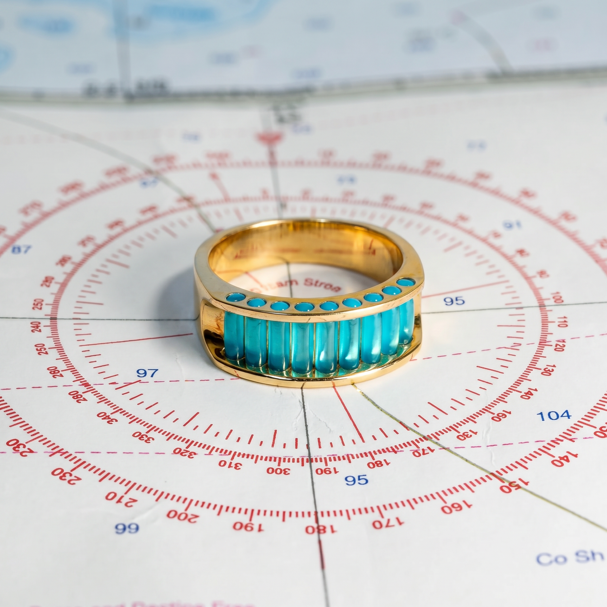 14kyg 8mm Aperture Ring AAA Caribbean Blue Cylettes