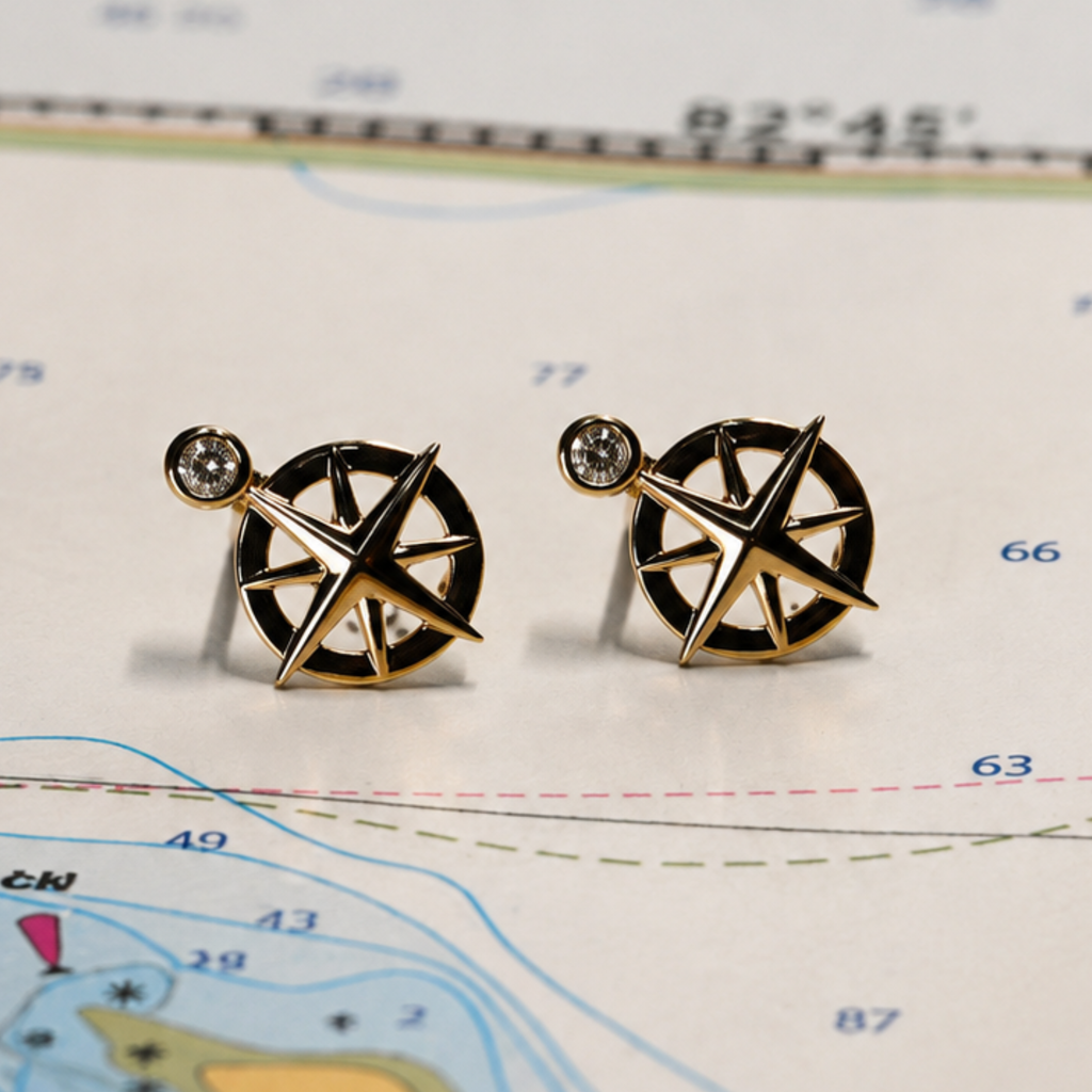 14kyg Lab Diamond Compass Stud Earrings