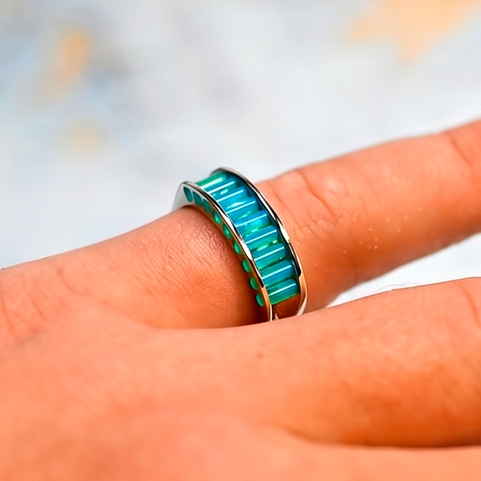 14kwg 5.5mm Premium Glacier Blue Onyx Cylettes Aperture Ring