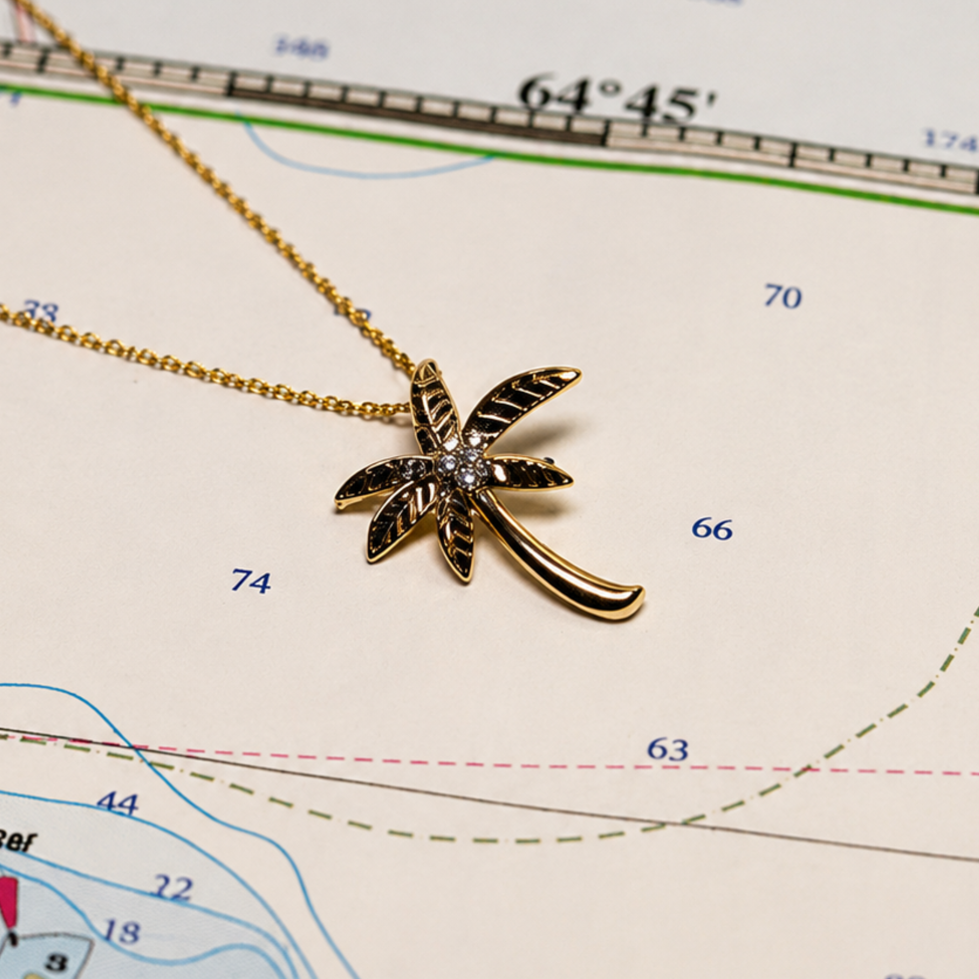 14kyg Lab Diamond Palm Tree Necklace