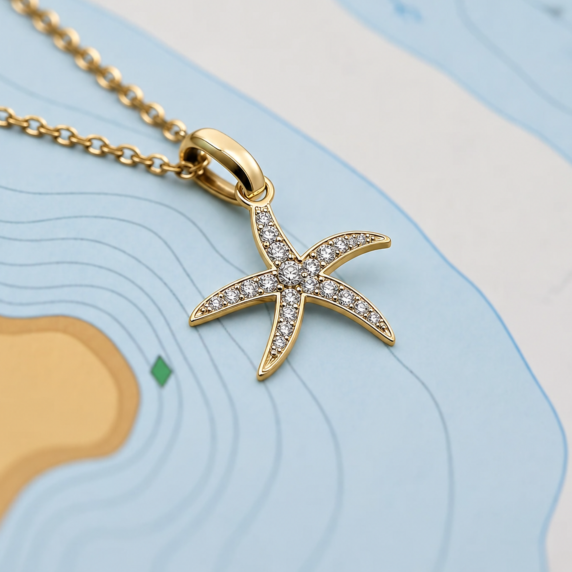 14kyg Lab Diamond Starfish Necklace