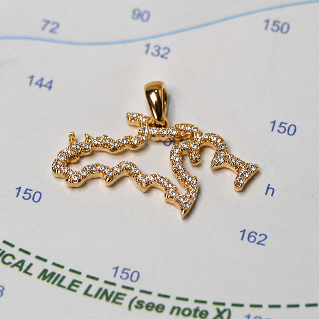 St. John Island Pendant in 14K Yellow Gold with 56 Diamonds (0.28 cttw)