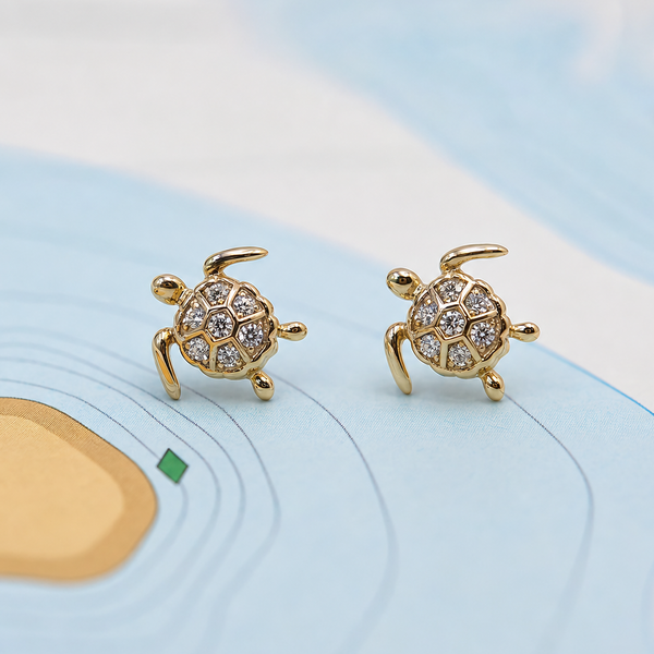 14kyg Lab Diamond Turtle Stud Earrings