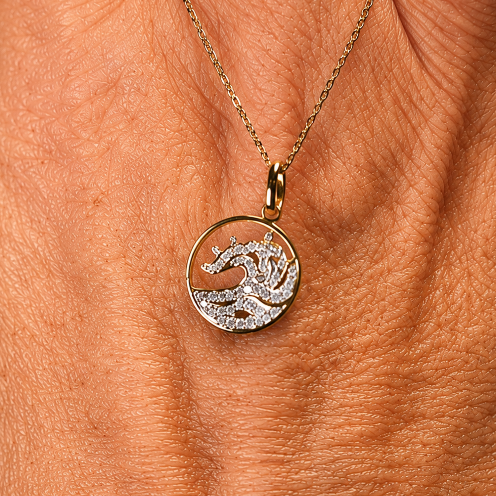 14kyg Lab Diamond Wave Necklace