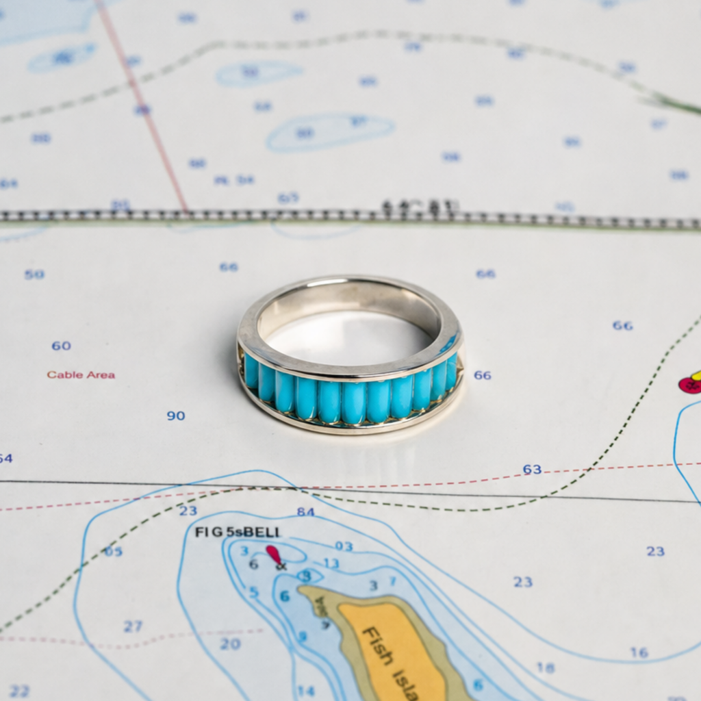 Argentium/Sterling Silver 5.5mm AA Caribbean Blue Cylettes Aperture Ring