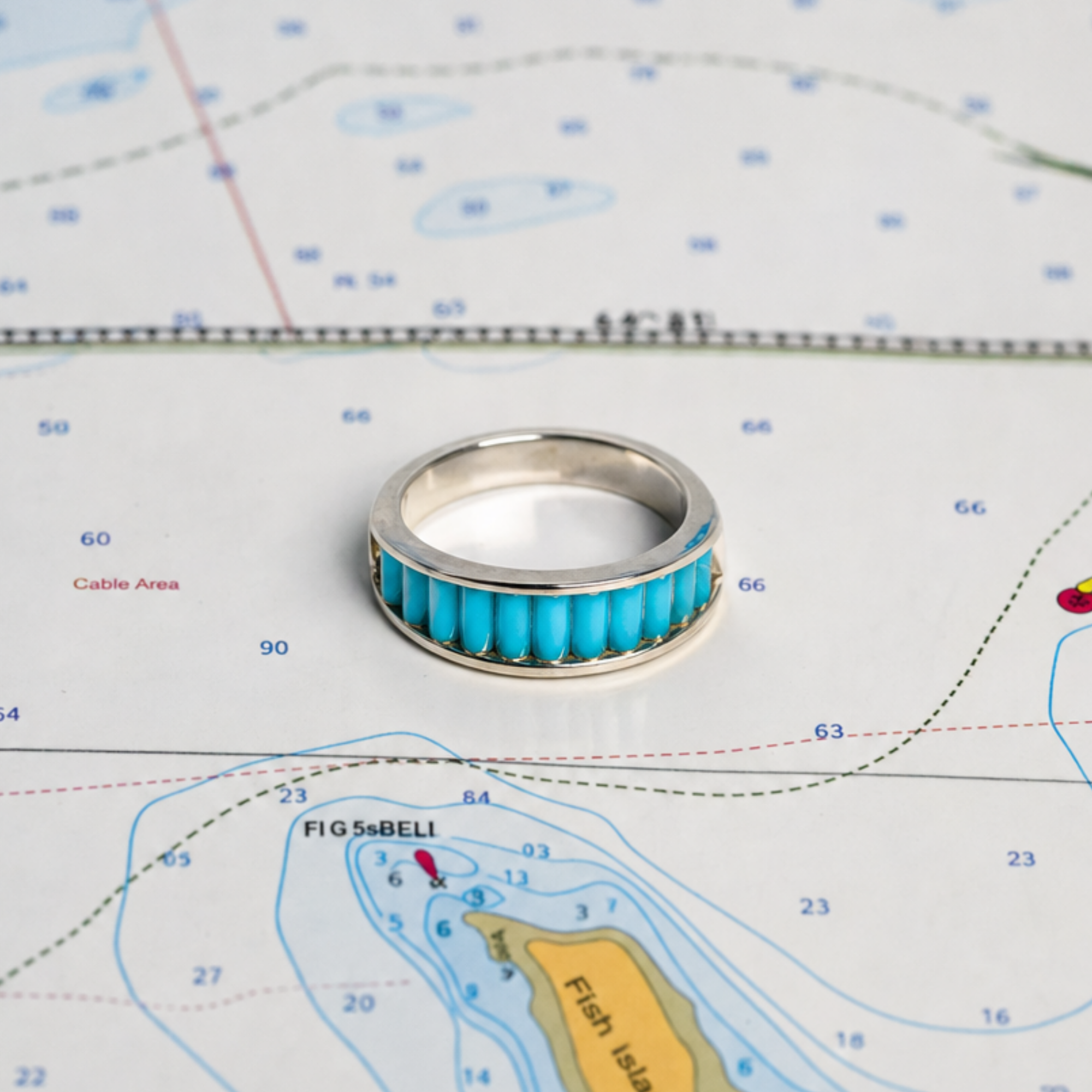 Argentium/Sterling Silver 5.5mm AA Caribbean Blue Cylettes Aperture Ring