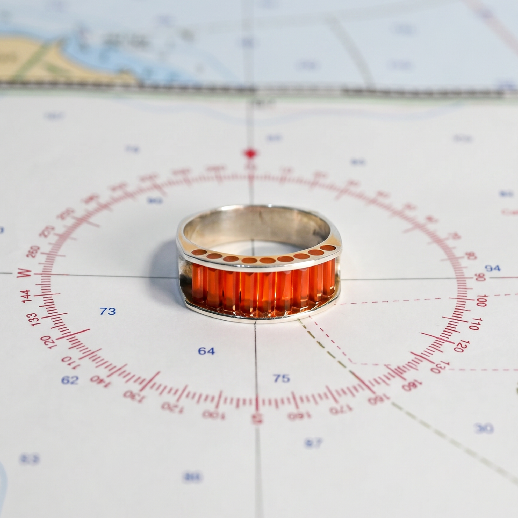 Argentium/Sterling Silver 8mm Aperture Ring Carnelian Cylettes