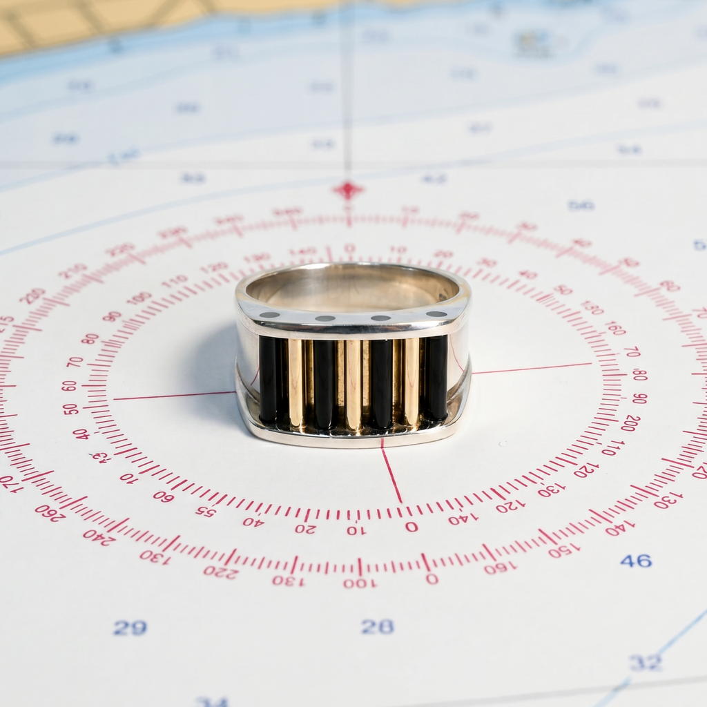 Argentium/SS/14k Aperture Ring Black onyx/14k Cylettes