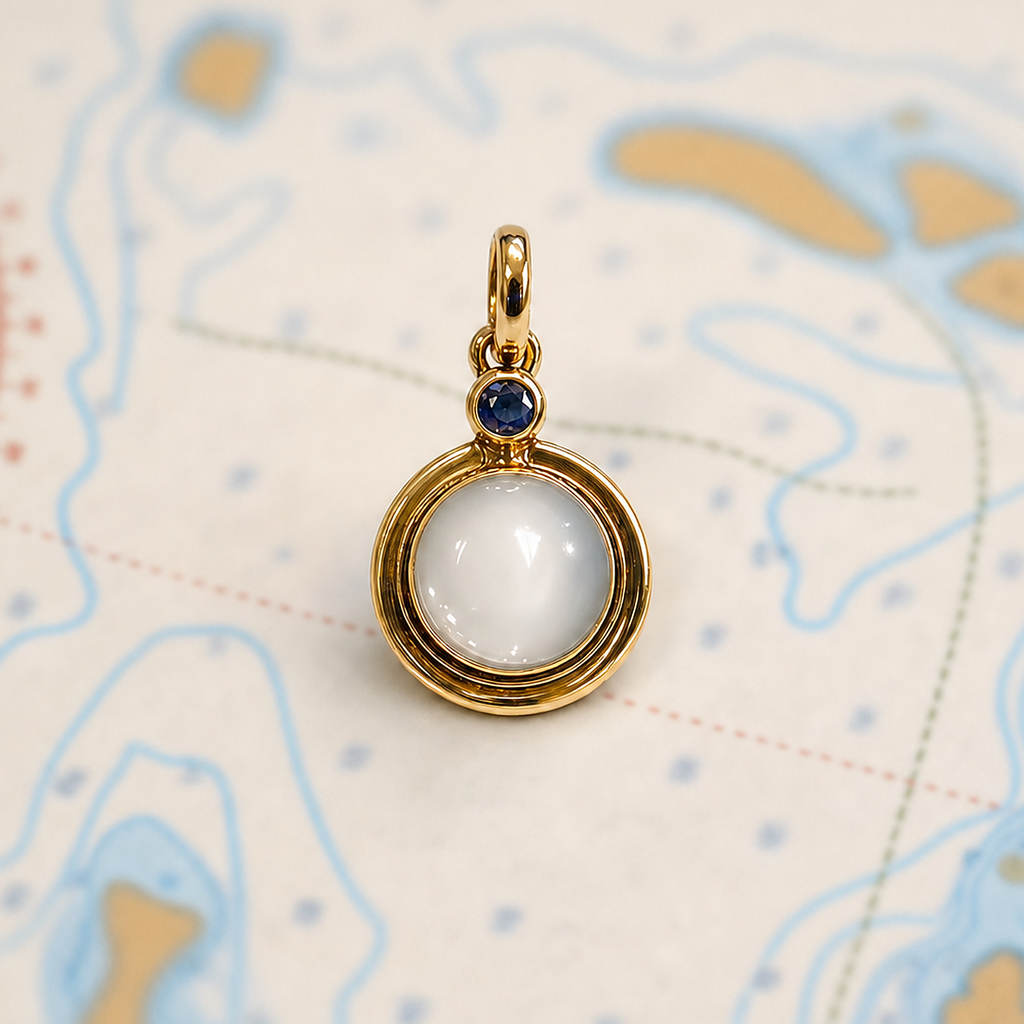 14KYG WHITE CATS EYE MOONSTONE W\TANZ PENDANT