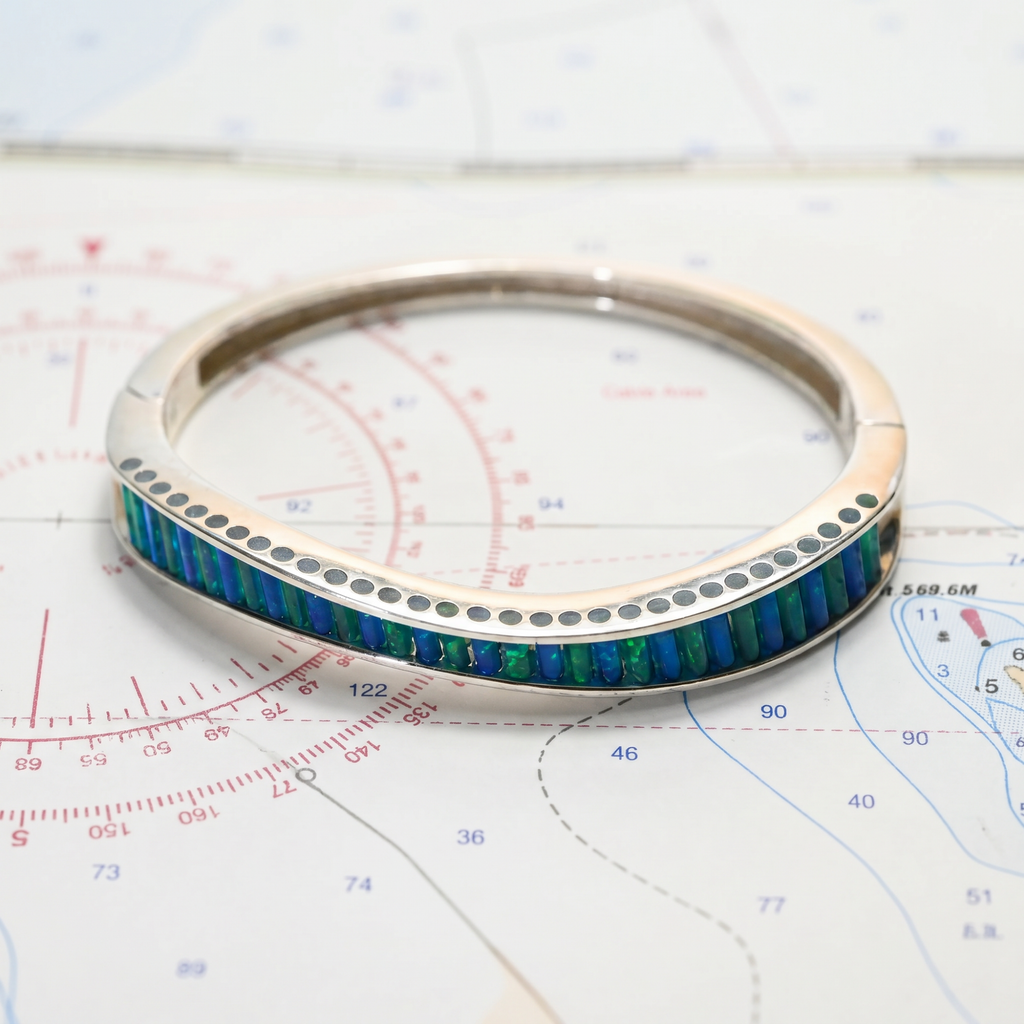 Argentium/Sterling Silver Blue and Green Onyx Bracelet