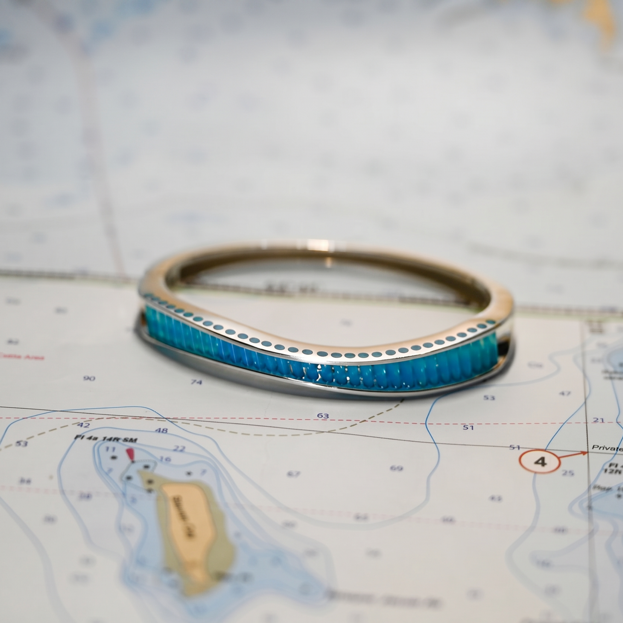 Argentium/Sterling Silver AAA Caribbean Blue Onyx Gradation Wave Bracelet