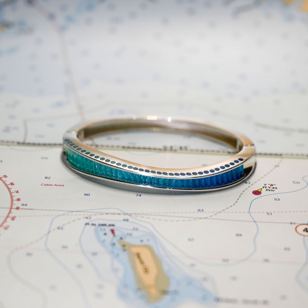 Argentium/Sterling Silver AAA Caribbean Blue Onyx "St John Waters" Gradation Wave Bracelet