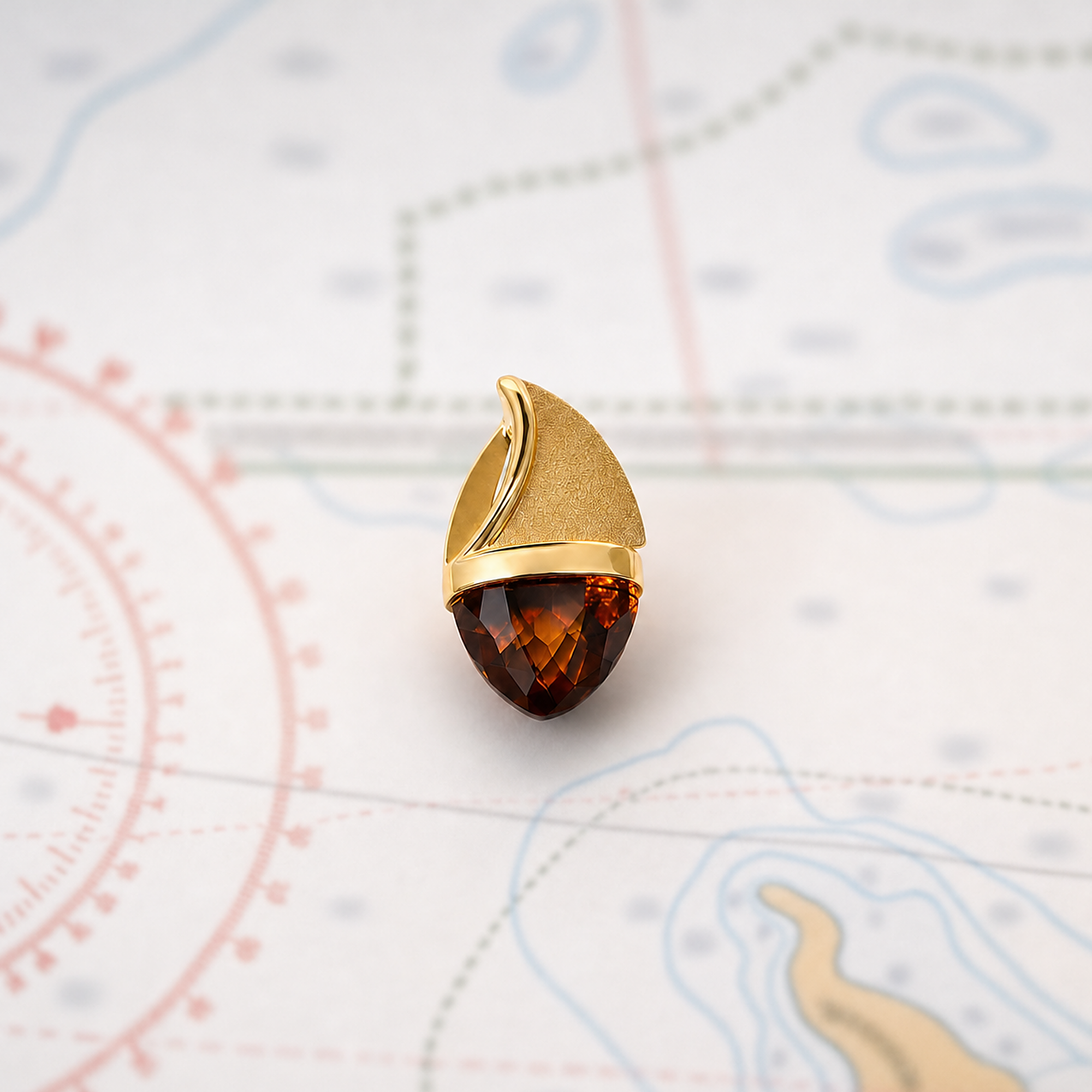 14KYG FACETED CITRINE 3.25CT SAILBOAT PENDANT