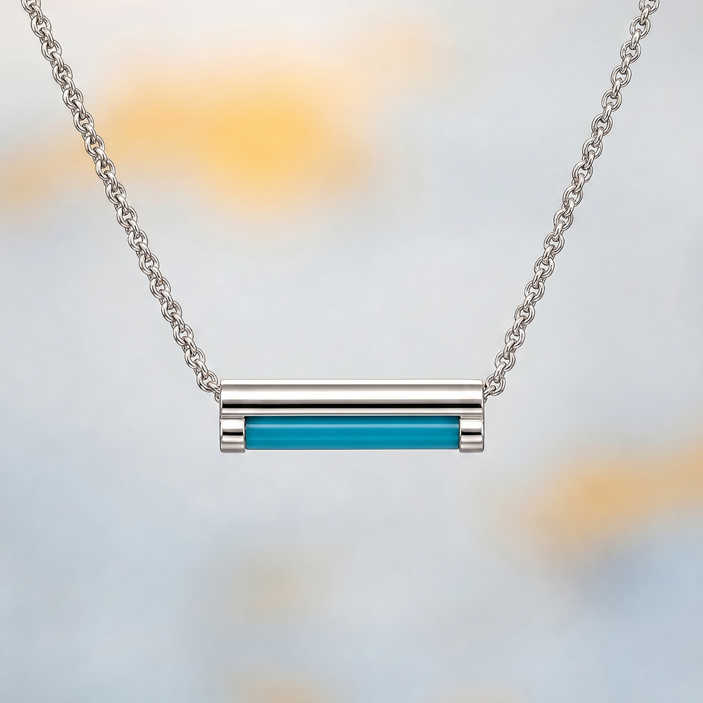 14kwg 18" Adj Caribbean Blue Onyx Cylette Necklace