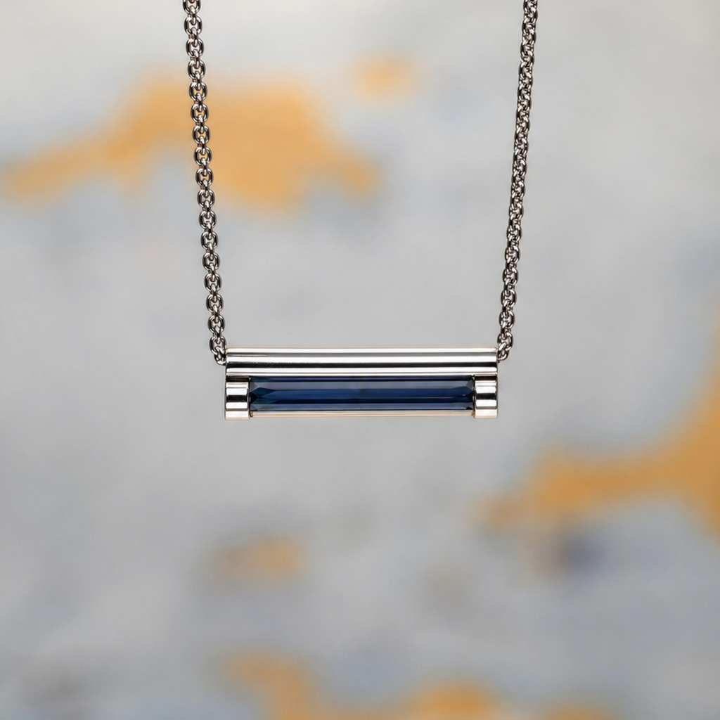 14kwg 18" Adj AAA Premium Petrol Blue Onyx Single Cylette Necklace