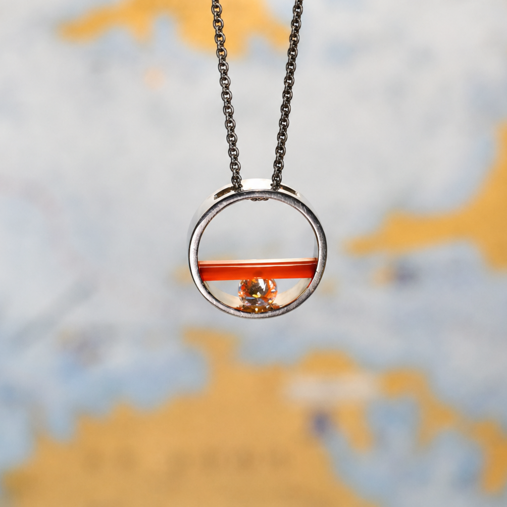 Argentium/Sterling Silver 18" Carnelian Cylettes/Clear Cubic Zirconia Hula Capture Necklace