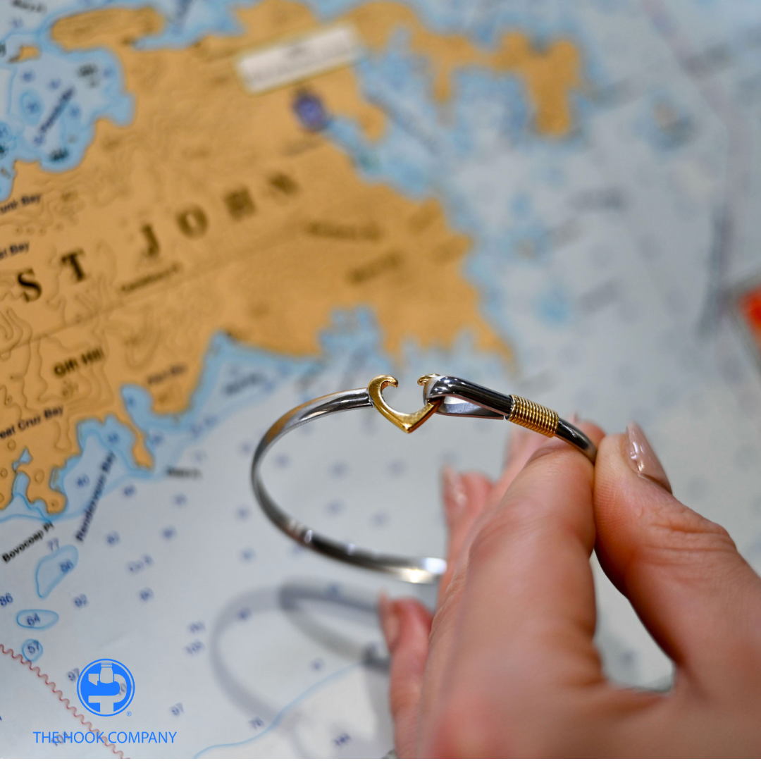 Titanium Heart Hook Bracelet with Yellow Tone Heart and Wrap (6mm) - Size 8