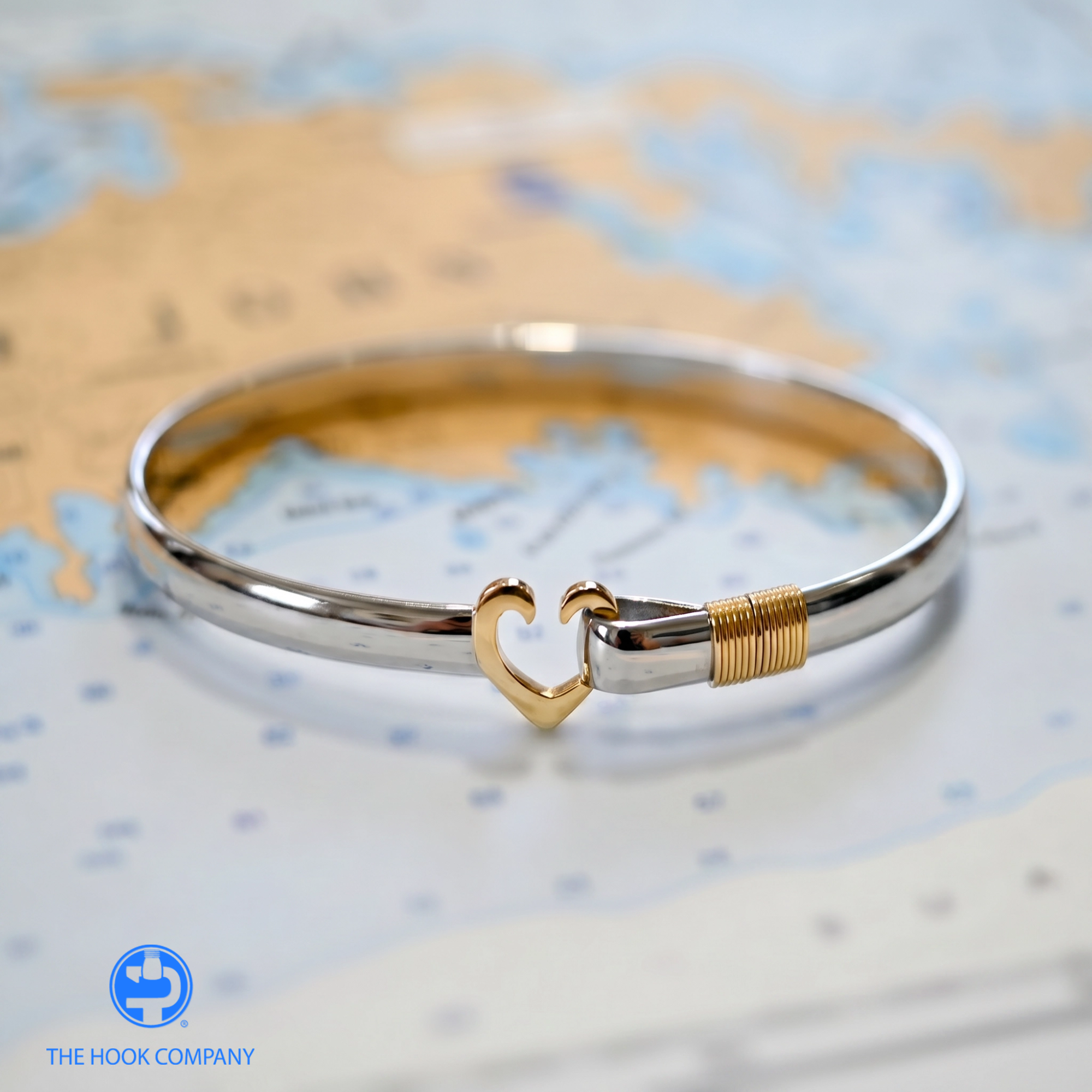 Titanium Heart Hook Bracelet with Yellow Tone Heart and Wrap (6mm)