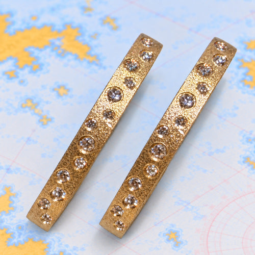 14K Gold Confetti Diamond Oval Hoop Earrings