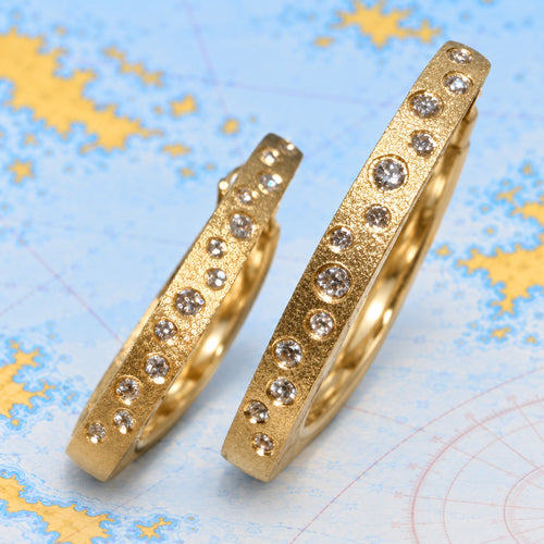 14K Gold Confetti Diamond Oval Hoop Earrings