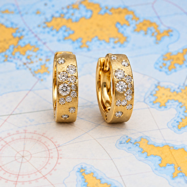 14K Gold Confetti Diamond Huggy Earrings