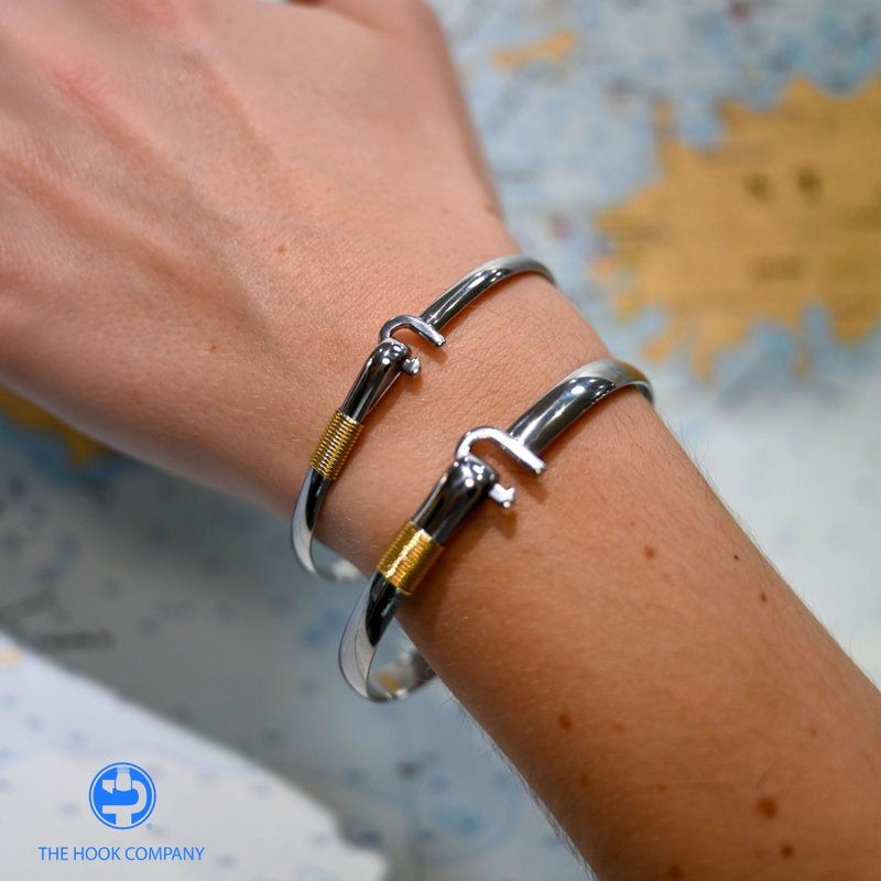Titanium Caribbean Hook Bracelet with Yellow Tone Wrap (8mm) - Size 8.5