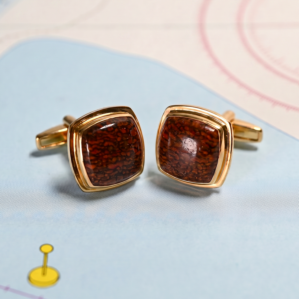 Dinosaur Bone Cuff Links in 14K Yellow Gold
