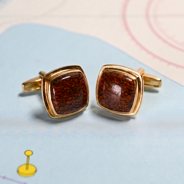 Dinosaur Bone Cuff Links in 14K Yellow Gold