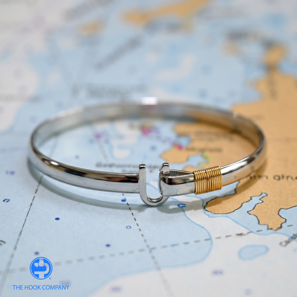Titanium Caribbean Hook Bracelet with Yellow Tone Wrap (8mm)
