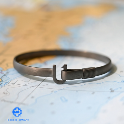 Nautical Gray Matte Titanium Caribbean Hook Bracelet (8mm)