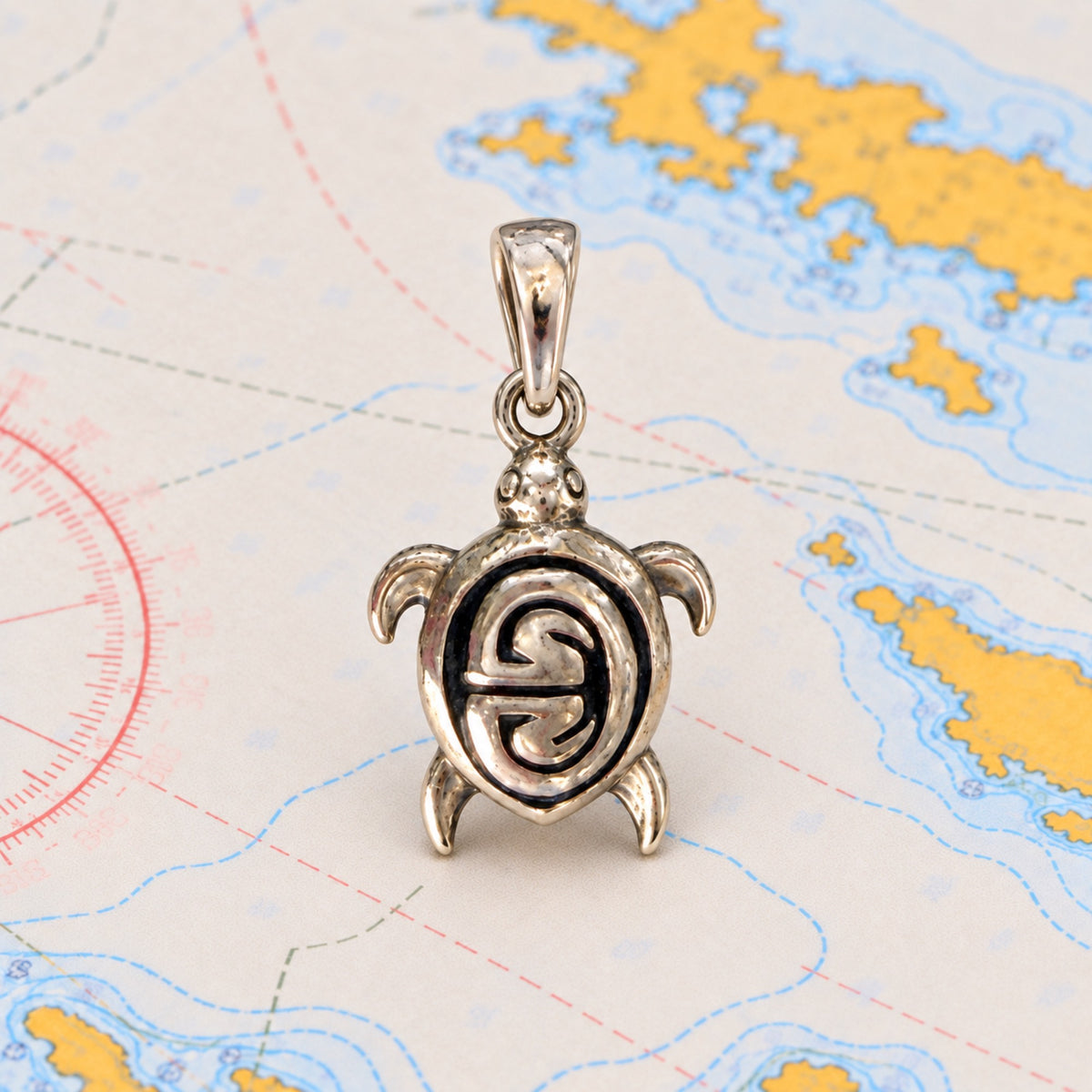 Sterling/Enamel Petroglyph Turtle Pendant