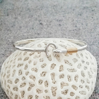 Sterling Hammered Caribbean Hook Bracelet with 14k Wrap