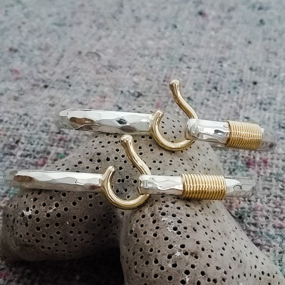 Smooth St. John Hook Bracelet in Sterling Silver with 14K Gold Hook and Wrap (5mm)