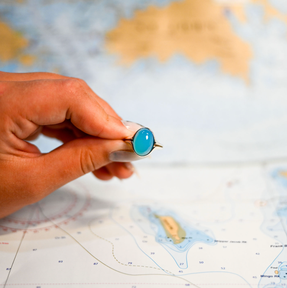 Argentium/Sterling Silver 8mm Oval Cabachon Turquoise Agate Ring