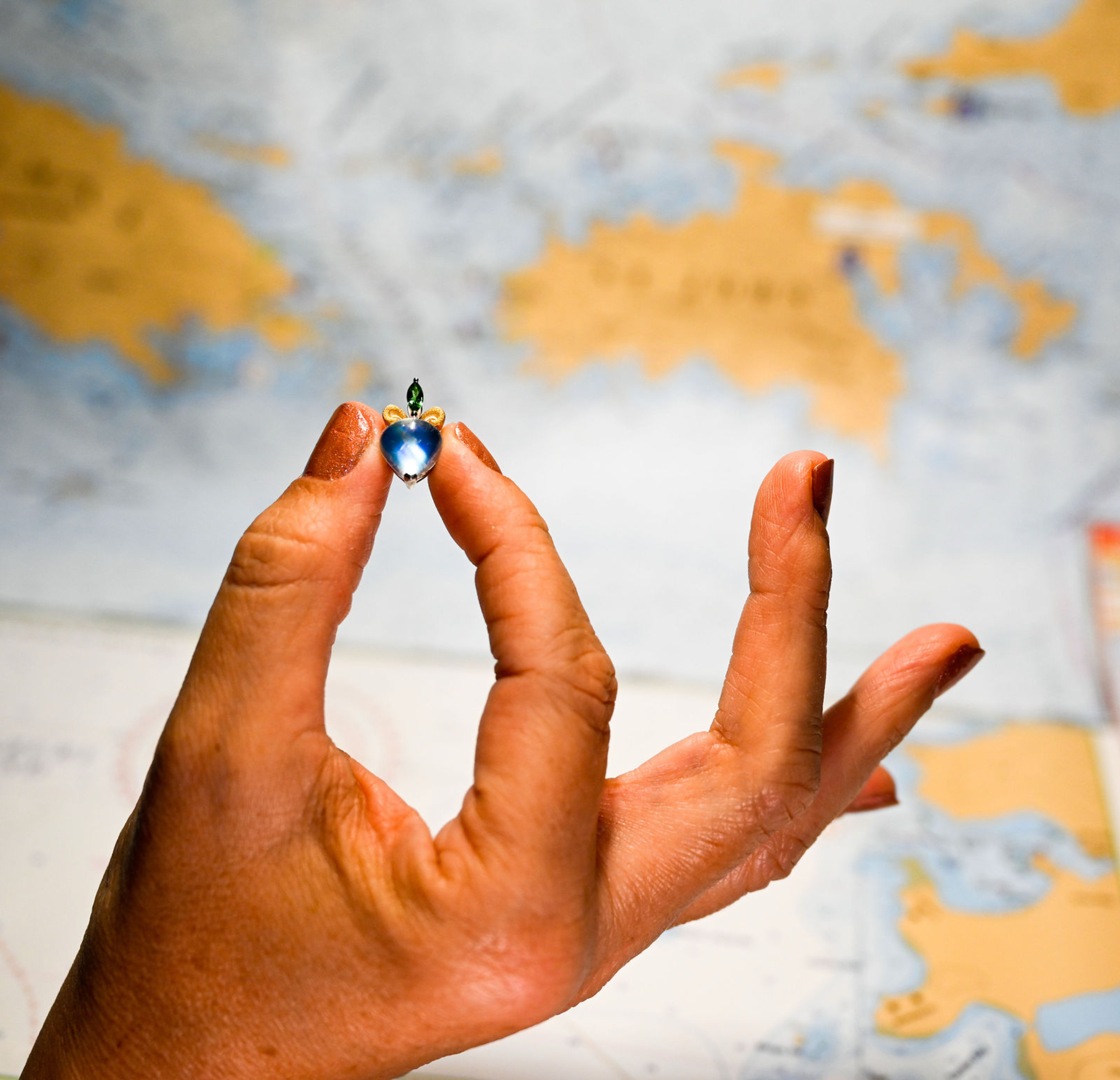 18k 2-Tone Pendant w/Moonstone (3.47cttw), Tsavorite (.16 cttw)