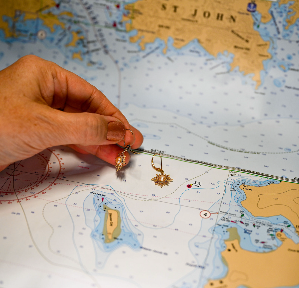 14kyg "Sunburst" Leverback Earrings multi-color sapphires (.60cttw) and freshwater pearl