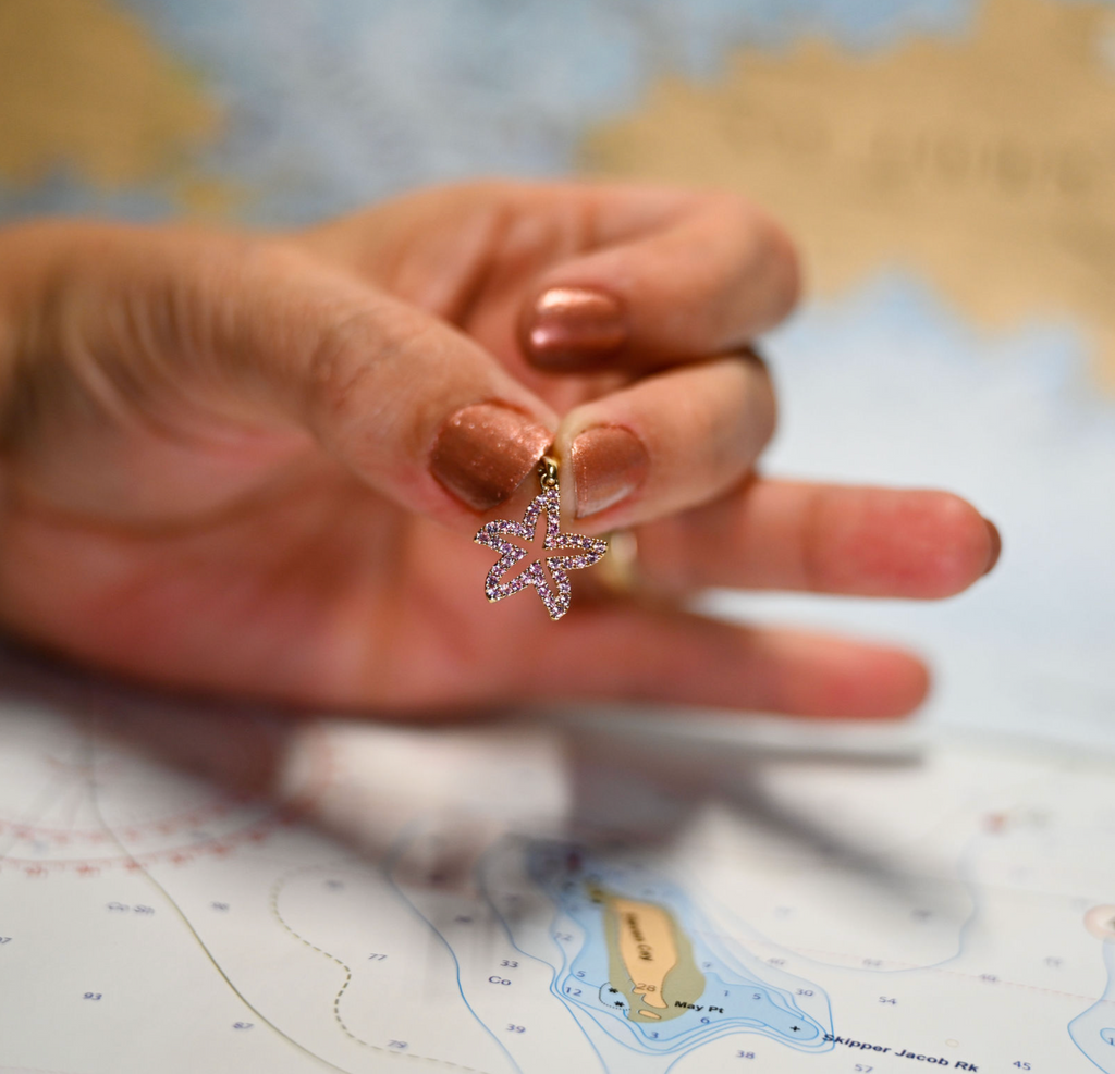 14kyg Starfish Pendant with 39 Pink Sapphires
