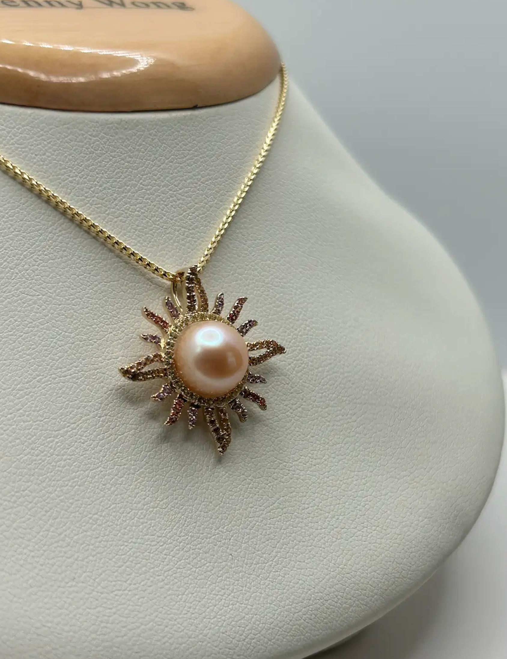 14kyg "Sunburst" Pendant w/92 multi-color sapphires (.58cttw)