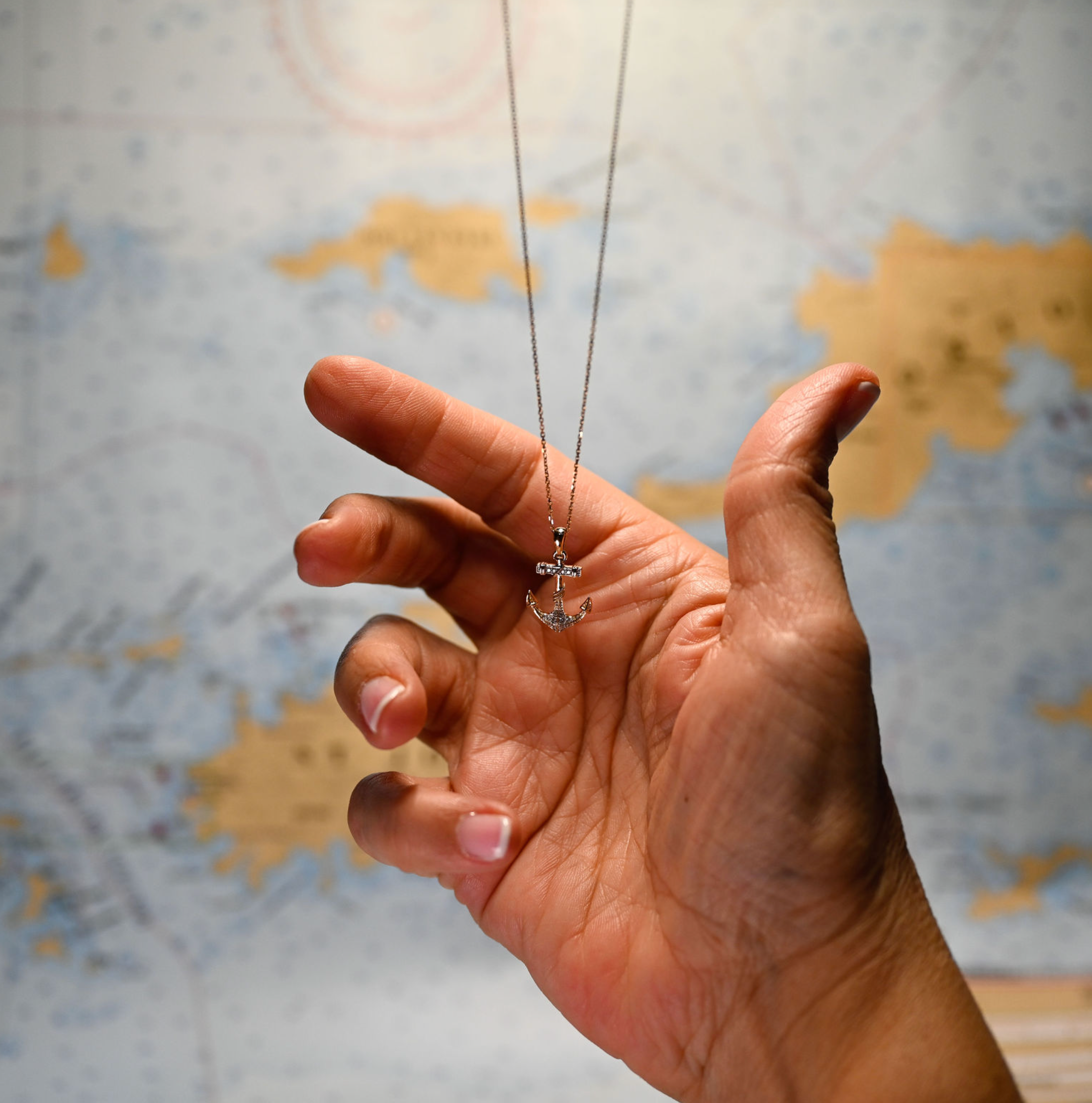 14kyg Lab Diamond Anchor Necklace #1