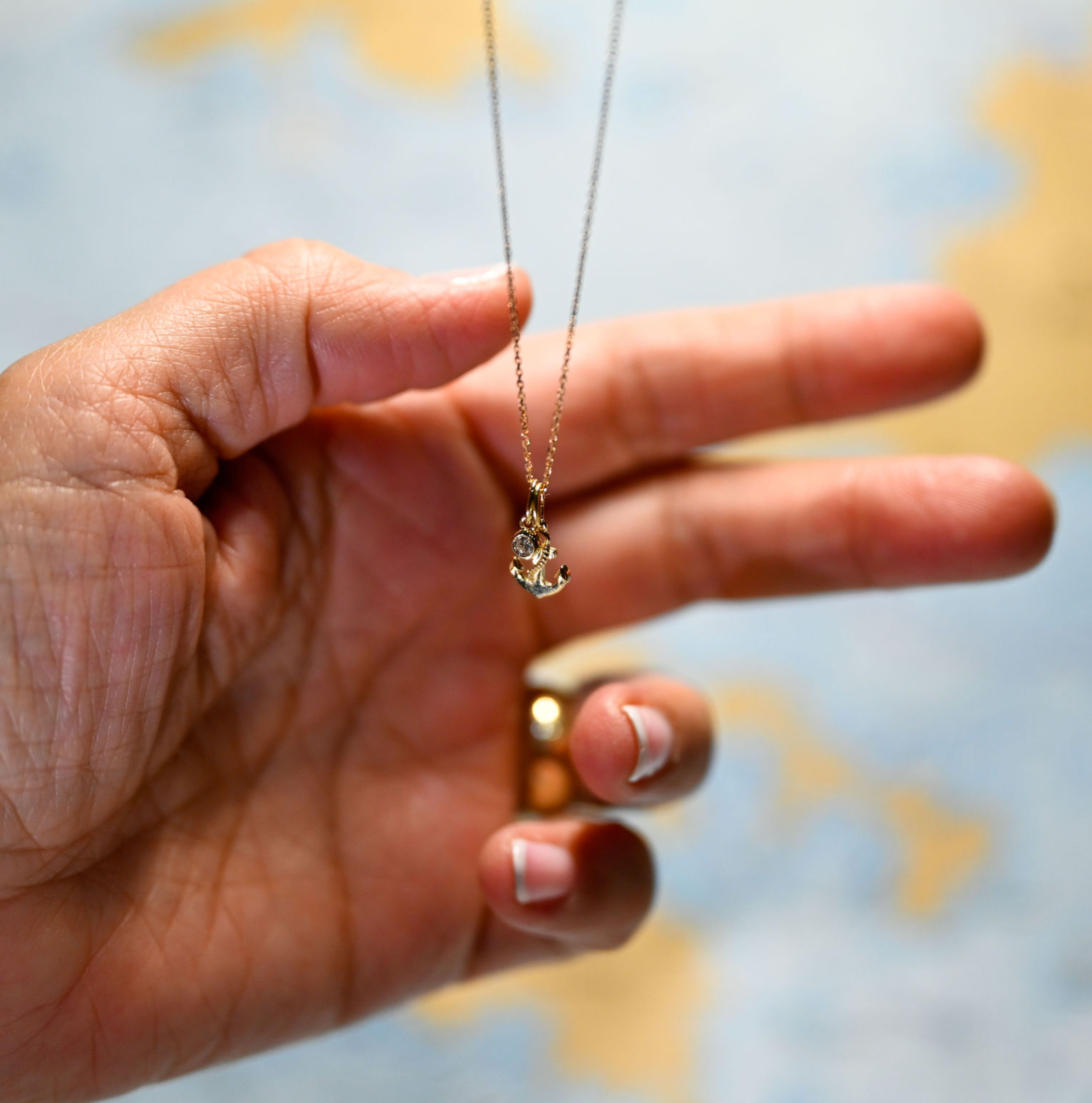 14kyg Lab Diamond Anchor Necklace #2