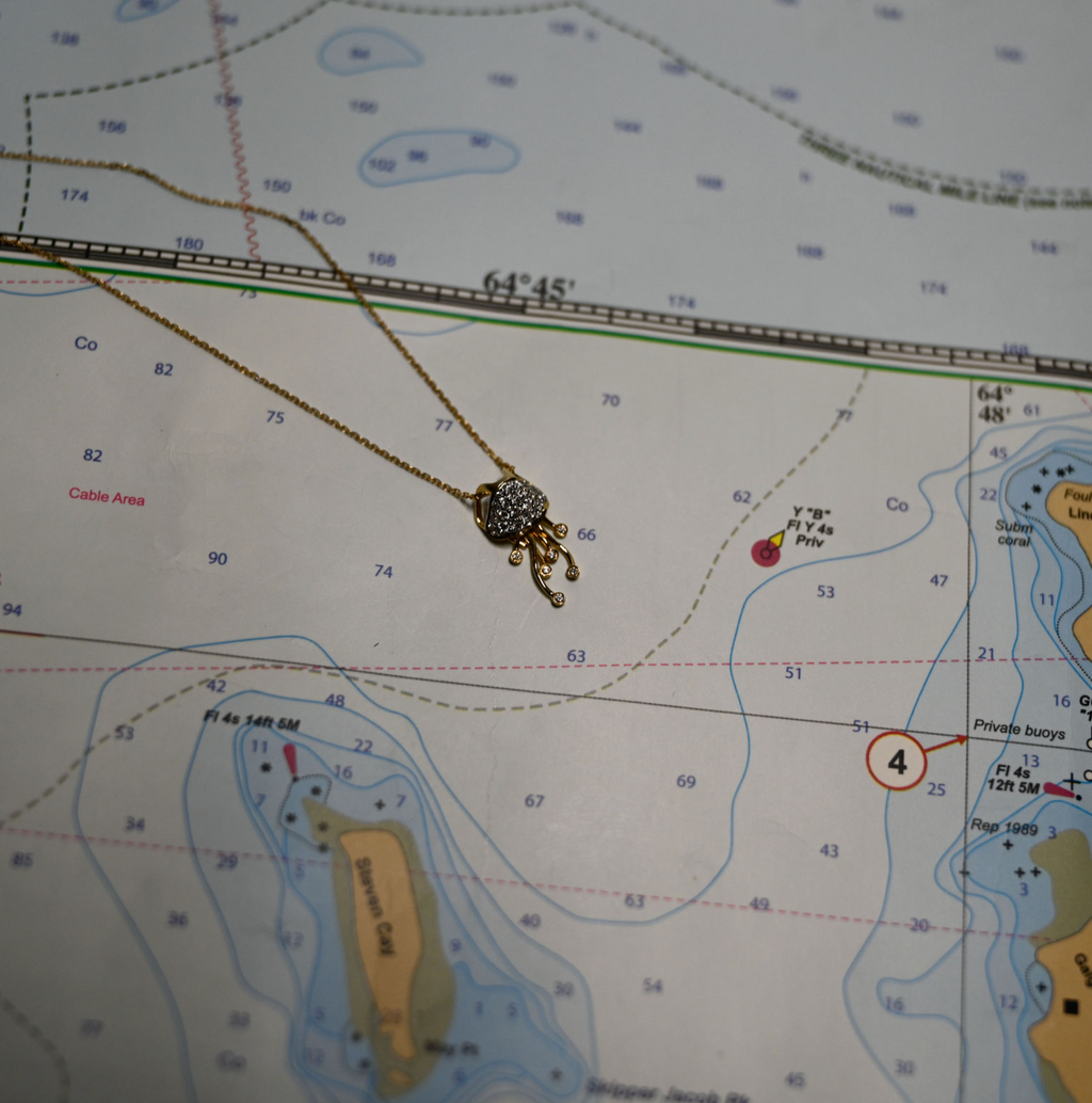 14kyg Lab Diamond Jellyfish Necklace