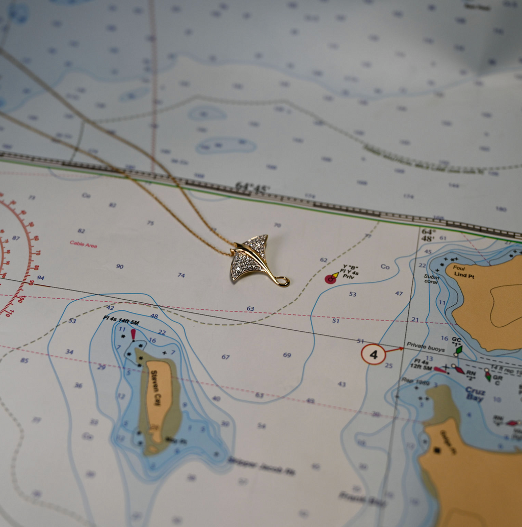 14kyg Lab Diamond Sting Ray Necklace