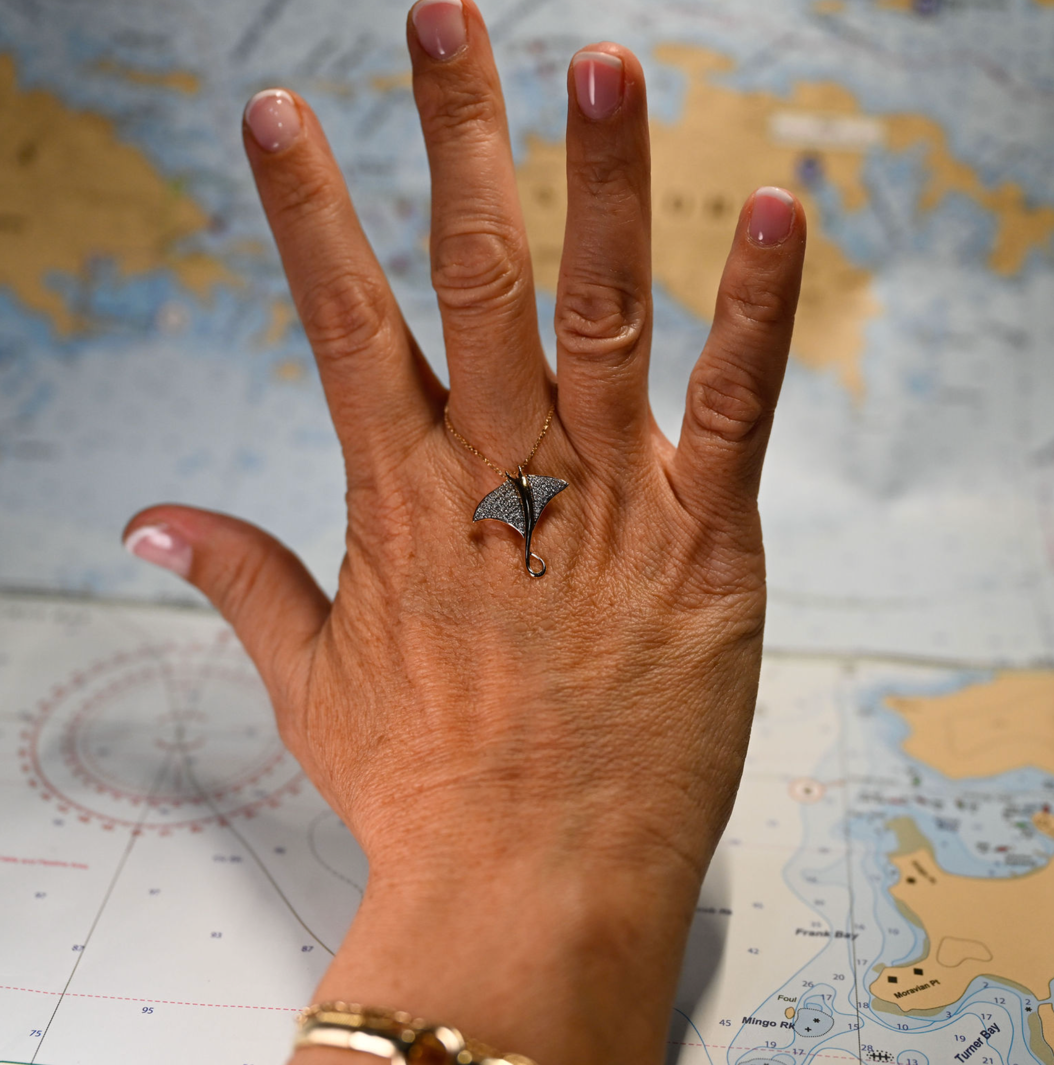 14kyg Lab Diamond Sting Ray Necklace