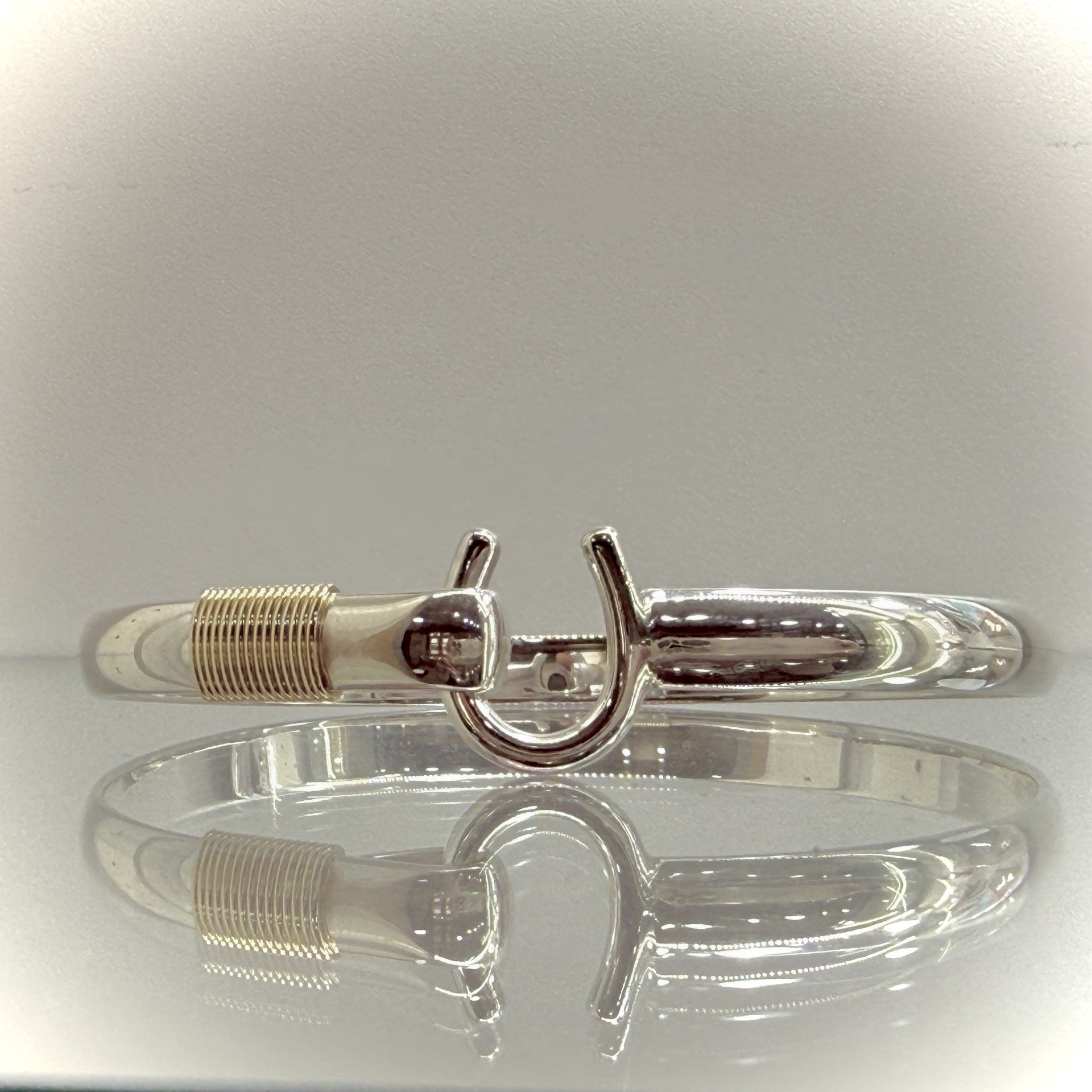 Sterling Smooth Caribbean Hook Bracelet with 14k Wrap